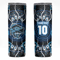 Custom Barramundi Fishing Skinny Tumbler Indigenous Aboriginal Dot Art Blue Fish