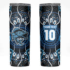 Custom Barramundi Fishing Skinny Tumbler Indigenous Aboriginal Dot Art Blue Fish
