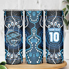 Custom Barramundi Fishing Skinny Tumbler Indigenous Aboriginal Dot Art Blue Fish