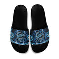 Custom Barramundi Fishing Slide Sandals Indigenous Aboriginal Dot Art Blue Fish