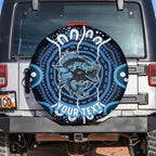 Custom Barramundi Fishing Spare Tire Cover Indigenous Aboriginal Dot Art Blue Fish