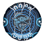 Custom Barramundi Fishing Spare Tire Cover Indigenous Aboriginal Dot Art Blue Fish