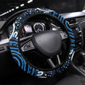Barramundi Fishing Steering Wheel Cover Indigenous Aboriginal Dot Art Blue Fish