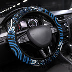 Barramundi Fishing Steering Wheel Cover Indigenous Aboriginal Dot Art Blue Fish