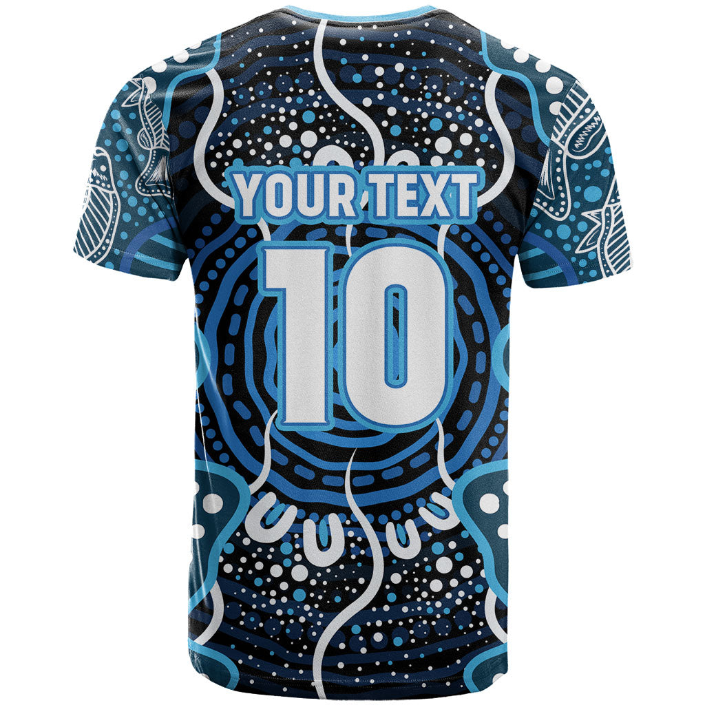 Custom Barramundi Fishing T Shirt Indigenous Aboriginal Dot Art Blue Fish
