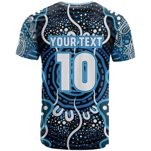 Custom Barramundi Fishing T Shirt Indigenous Aboriginal Dot Art Blue Fish