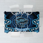 Custom Barramundi Fishing Tablecloth Indigenous Aboriginal Dot Art Blue Fish