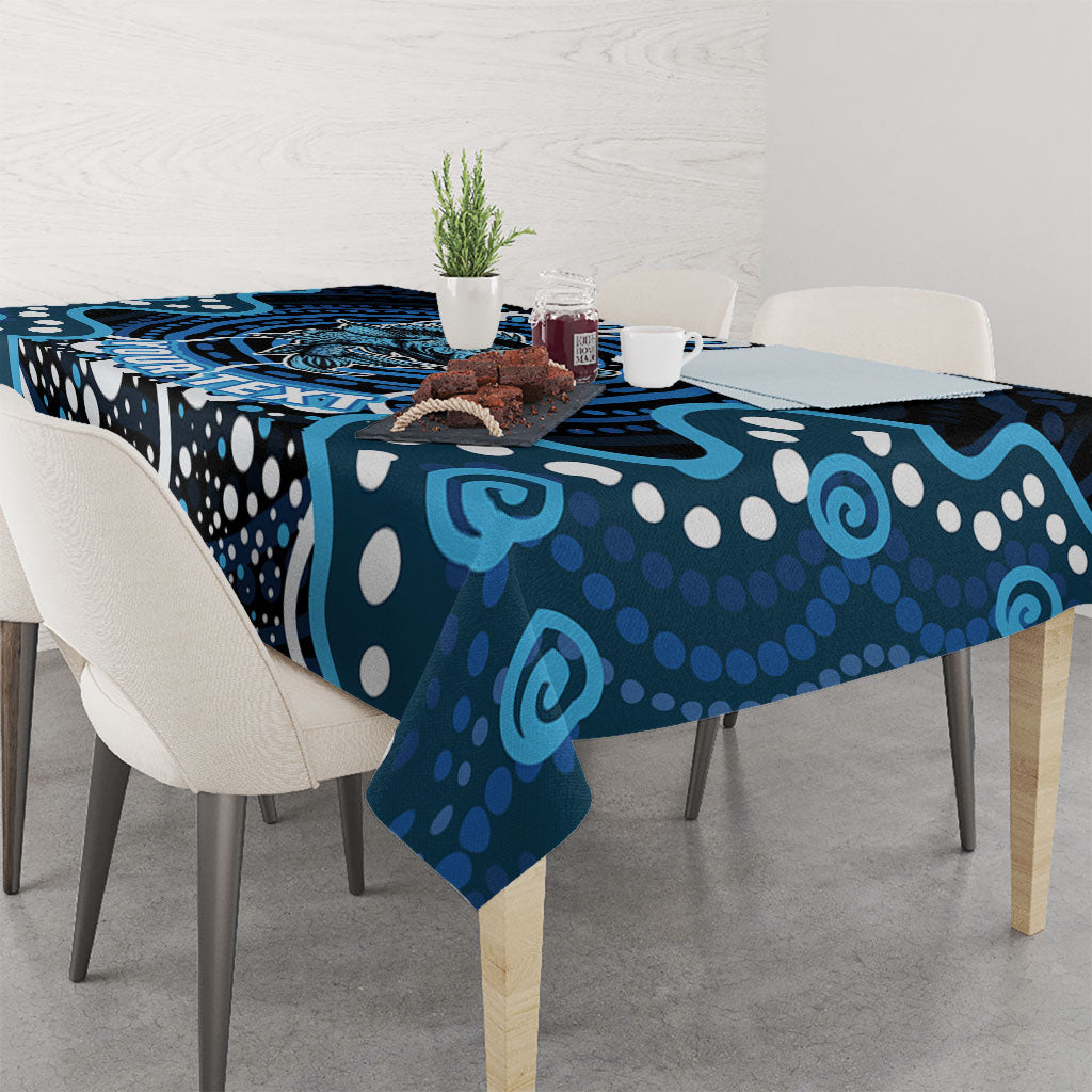 Custom Barramundi Fishing Tablecloth Indigenous Aboriginal Dot Art Blue Fish