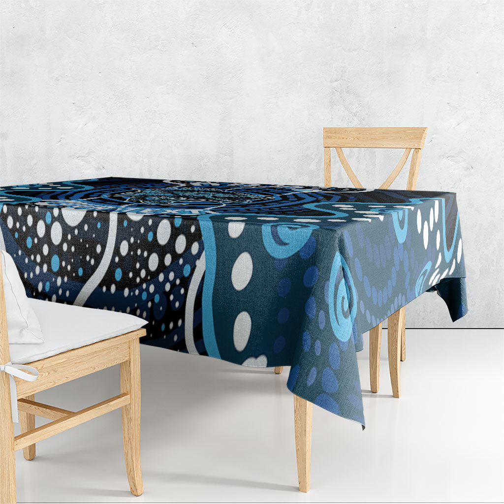 Custom Barramundi Fishing Tablecloth Indigenous Aboriginal Dot Art Blue Fish