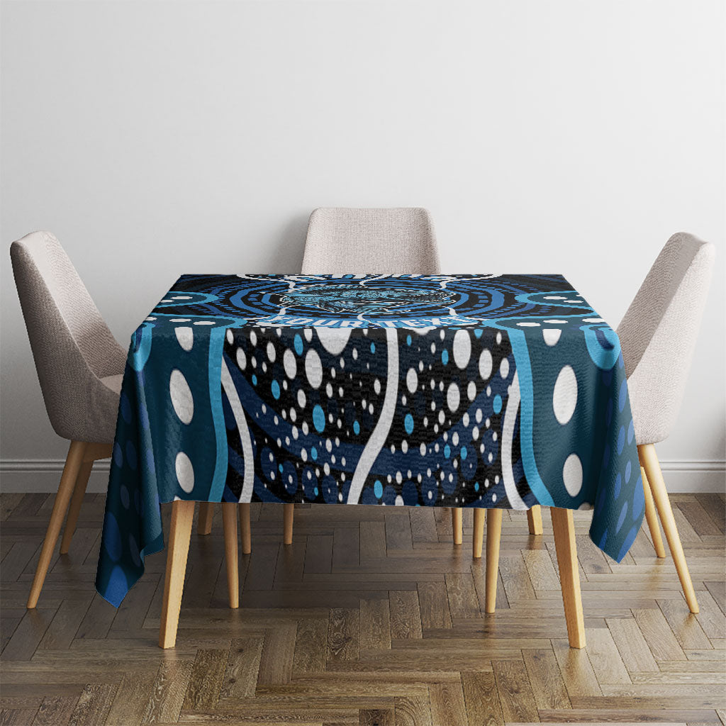 Custom Barramundi Fishing Tablecloth Indigenous Aboriginal Dot Art Blue Fish