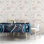 Custom Barramundi Fishing Tablecloth Indigenous Aboriginal Dot Art Blue Fish
