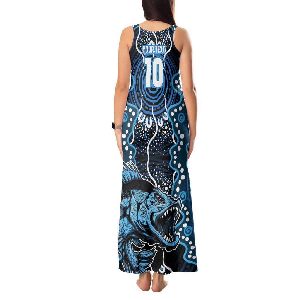 Custom Barramundi Fishing Tank Maxi Dress Indigenous Aboriginal Dot Art Blue Fish