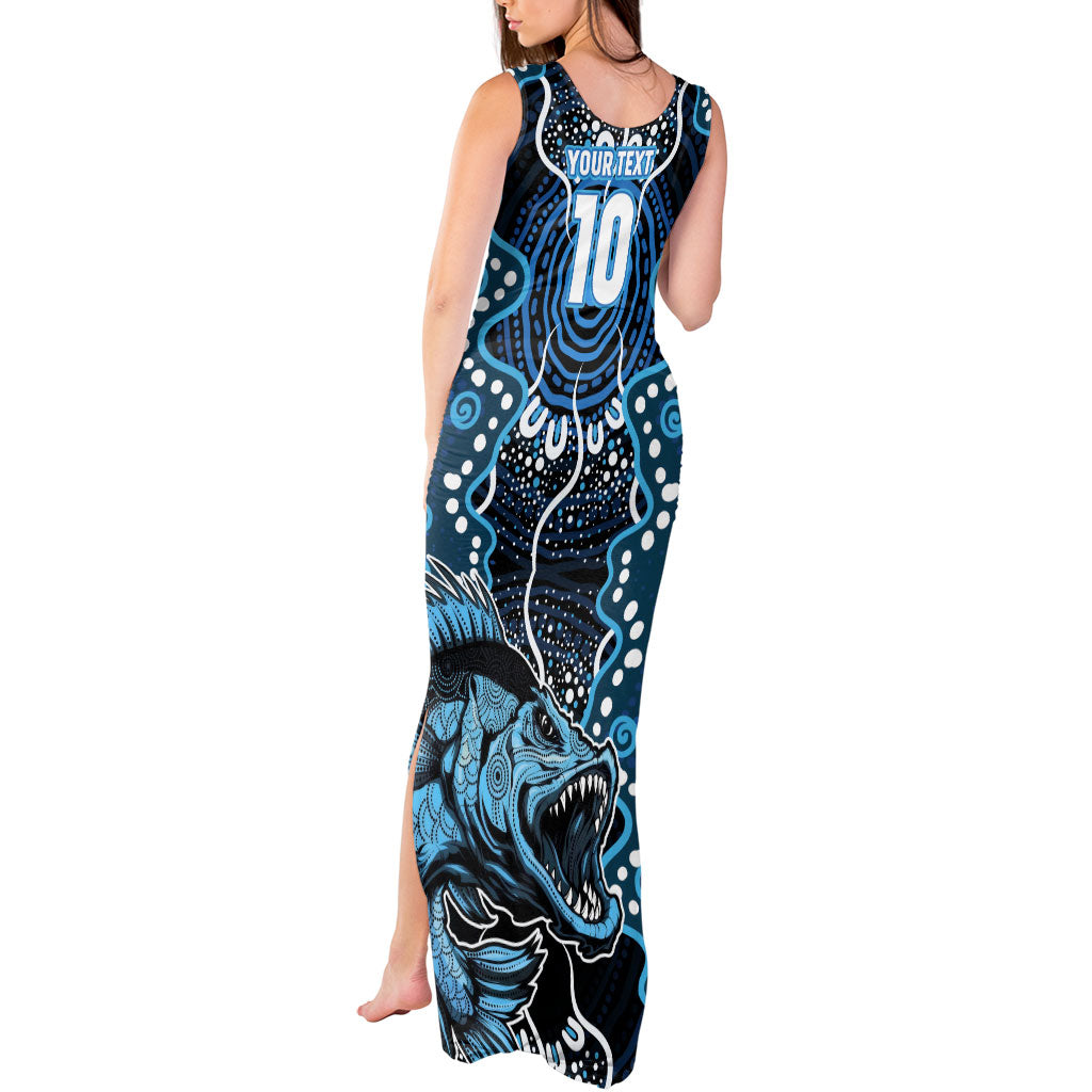 Custom Barramundi Fishing Tank Maxi Dress Indigenous Aboriginal Dot Art Blue Fish