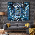 Custom Barramundi Fishing Tapestry Indigenous Aboriginal Dot Art Blue Fish