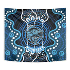 Custom Barramundi Fishing Tapestry Indigenous Aboriginal Dot Art Blue Fish