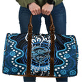 Custom Barramundi Fishing Travel Bag Indigenous Aboriginal Dot Art Blue Fish