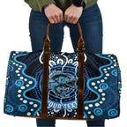 Custom Barramundi Fishing Travel Bag Indigenous Aboriginal Dot Art Blue Fish