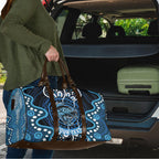Custom Barramundi Fishing Travel Bag Indigenous Aboriginal Dot Art Blue Fish