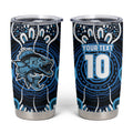 Custom Barramundi Fishing Tumbler Cup Indigenous Aboriginal Dot Art Blue Fish