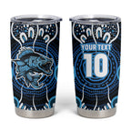 Custom Barramundi Fishing Tumbler Cup Indigenous Aboriginal Dot Art Blue Fish