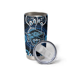 Custom Barramundi Fishing Tumbler Cup Indigenous Aboriginal Dot Art Blue Fish