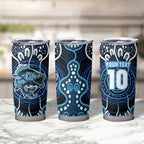 Custom Barramundi Fishing Tumbler Cup Indigenous Aboriginal Dot Art Blue Fish