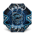 Custom Barramundi Fishing Umbrella Indigenous Aboriginal Dot Art Blue Fish