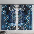 Custom Barramundi Fishing Window Curtain Indigenous Aboriginal Dot Art Blue Fish