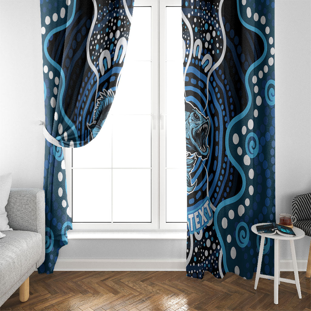 Custom Barramundi Fishing Window Curtain Indigenous Aboriginal Dot Art Blue Fish