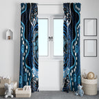 Custom Barramundi Fishing Window Curtain Indigenous Aboriginal Dot Art Blue Fish