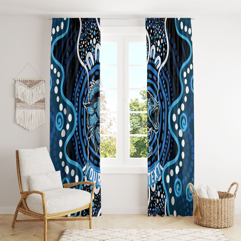 Custom Barramundi Fishing Window Curtain Indigenous Aboriginal Dot Art Blue Fish