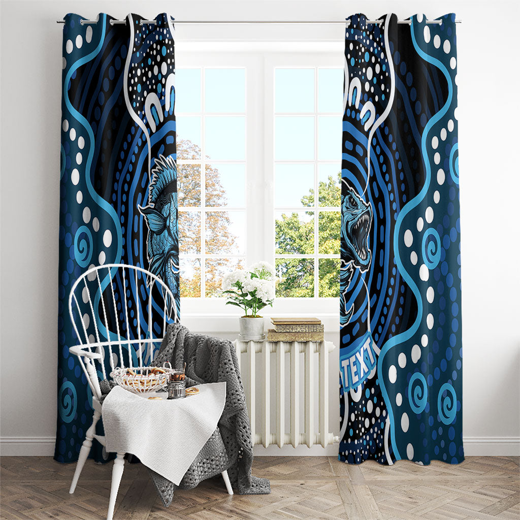 Custom Barramundi Fishing Window Curtain Indigenous Aboriginal Dot Art Blue Fish