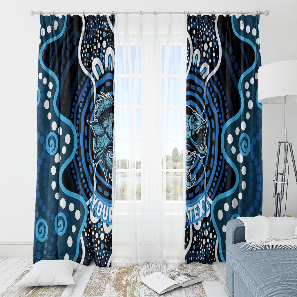Custom Barramundi Fishing Window Curtain Indigenous Aboriginal Dot Art Blue Fish
