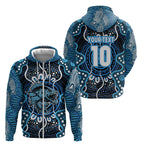 Custom Barramundi Fishing Zip Hoodie Indigenous Aboriginal Dot Art Blue Fish