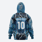 Custom Barramundi Fishing Zip Hoodie Indigenous Aboriginal Dot Art Blue Fish