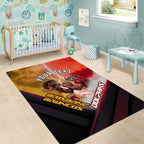 Personalized Brisbane Broncos vs Dolphins Area Rug Battle Epic Lightning Storm Mascot