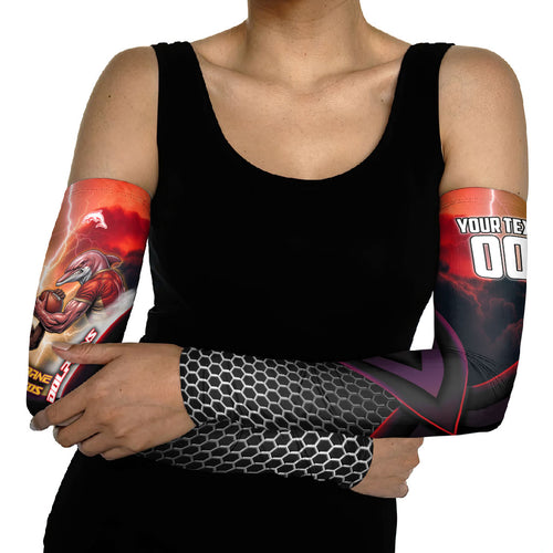Personalized Brisbane Broncos vs Dolphins Arm Sleeves Battle Epic Lightning Storm Mascot