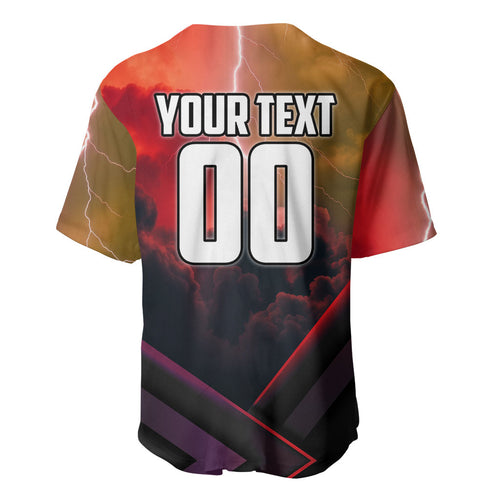 Personalized Brisbane Broncos vs Dolphins Baseball Jersey Battle Epic Lightning Storm Mascot