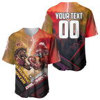 Personalized Brisbane Broncos vs Dolphins Baseball Jersey Battle Epic Lightning Storm Mascot