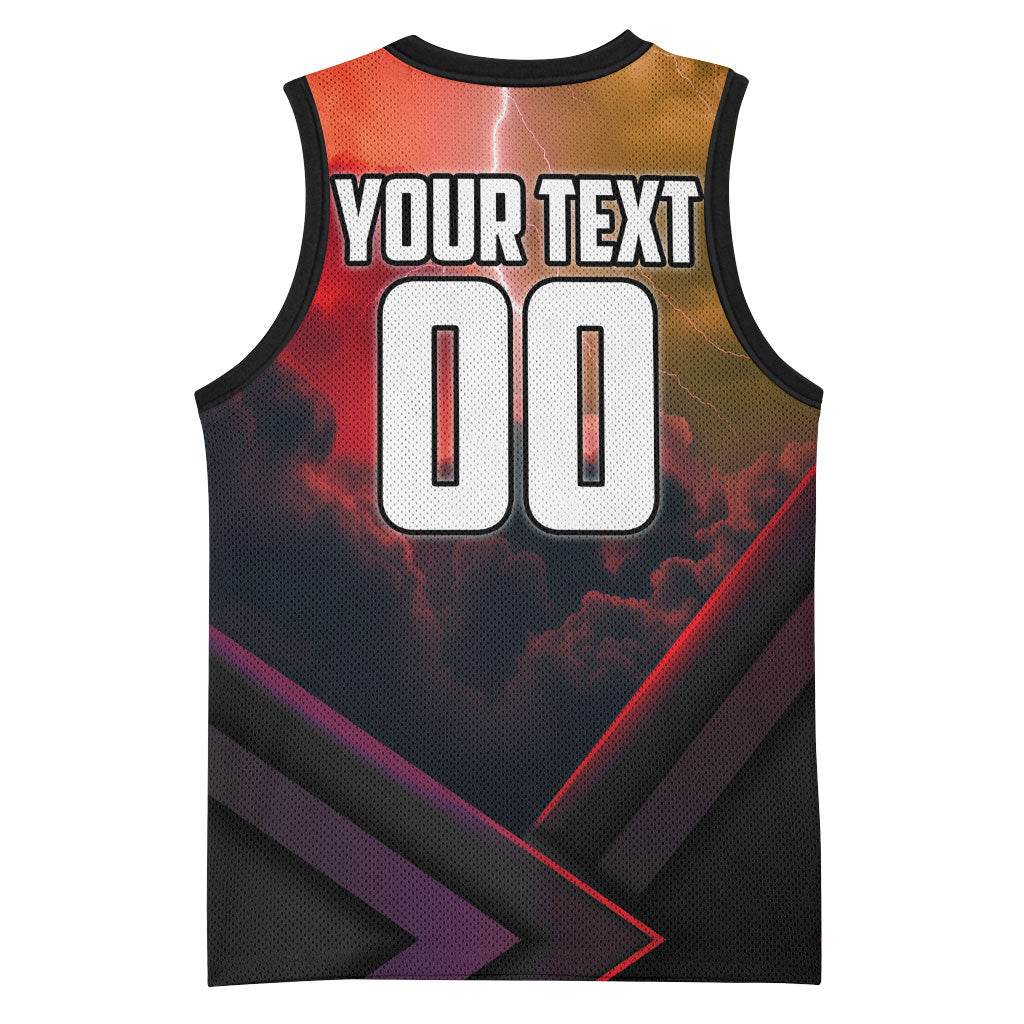 Personalized Brisbane Broncos vs Dolphins Basketball Jersey Battle Epic Lightning Storm Mascot
