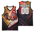 Personalized Brisbane Broncos vs Dolphins Basketball Jersey Battle Epic Lightning Storm Mascot