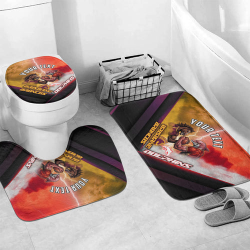 Personalized Brisbane Broncos vs Dolphins Bathroom Set Battle Epic Lightning Storm Mascot
