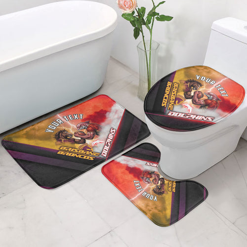 Personalized Brisbane Broncos vs Dolphins Bathroom Set Battle Epic Lightning Storm Mascot
