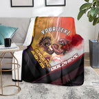 Personalized Brisbane Broncos vs Dolphins Blanket Battle Epic Lightning Storm Mascot