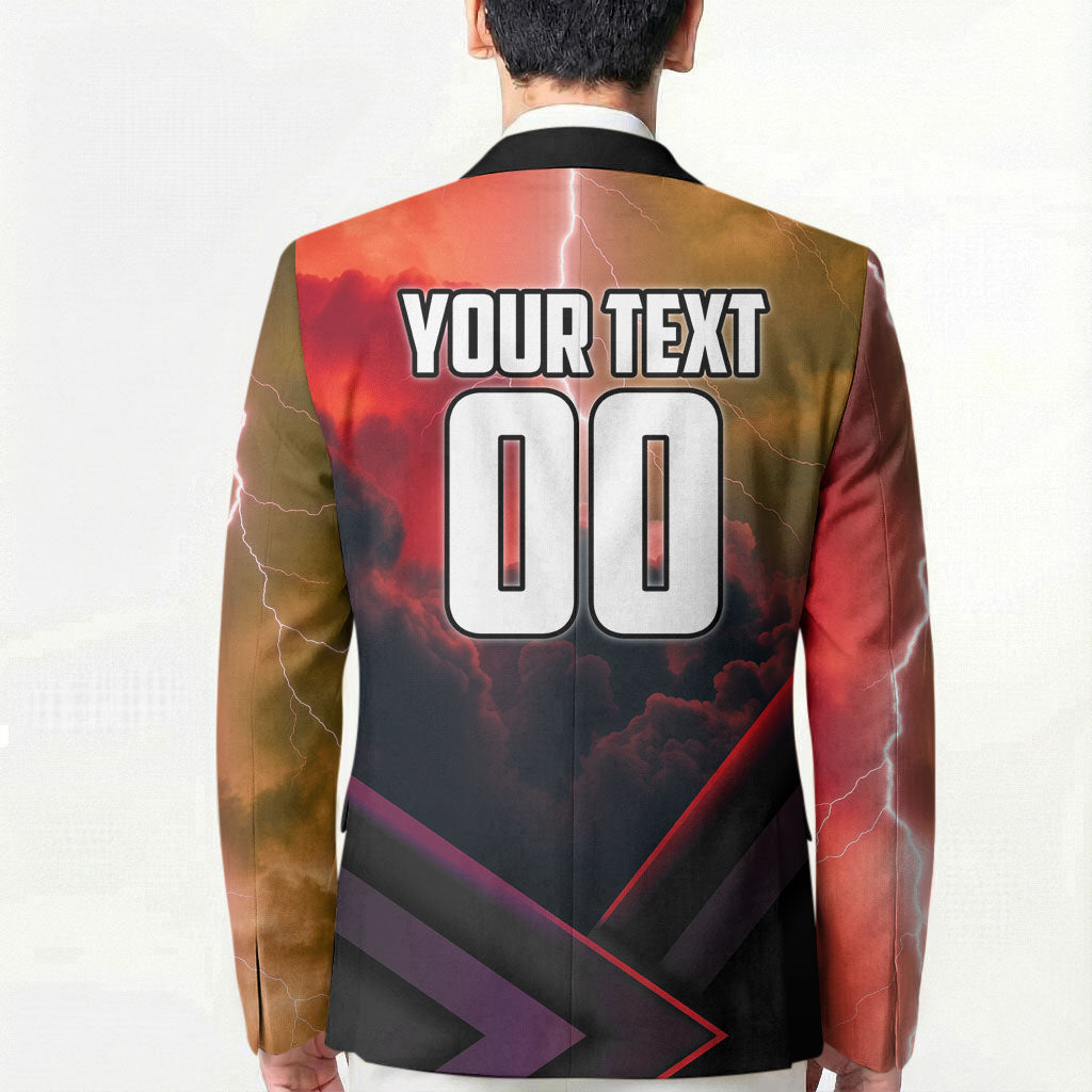 Personalized Brisbane Broncos vs Dolphins Blazer Battle Epic Lightning Storm Mascot