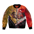 Personalized Brisbane Broncos vs Dolphins Bomber Jacket Battle Epic Lightning Storm Mascot