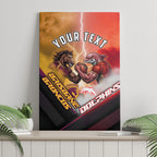 Personalized Brisbane Broncos vs Dolphins Canvas Wall Art Battle Epic Lightning Storm Mascot