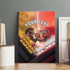 Personalized Brisbane Broncos vs Dolphins Canvas Wall Art Battle Epic Lightning Storm Mascot