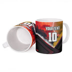 Personalized Brisbane Broncos vs Dolphins Ceramic Mug Battle Epic Lightning Storm Mascot
