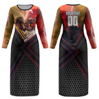 Personalized Brisbane Broncos vs Dolphins Couples Matching Long Sleeve Bodycon Dress and Long Sleeve Button Shirt Battle Epic Lightning Storm Mascot